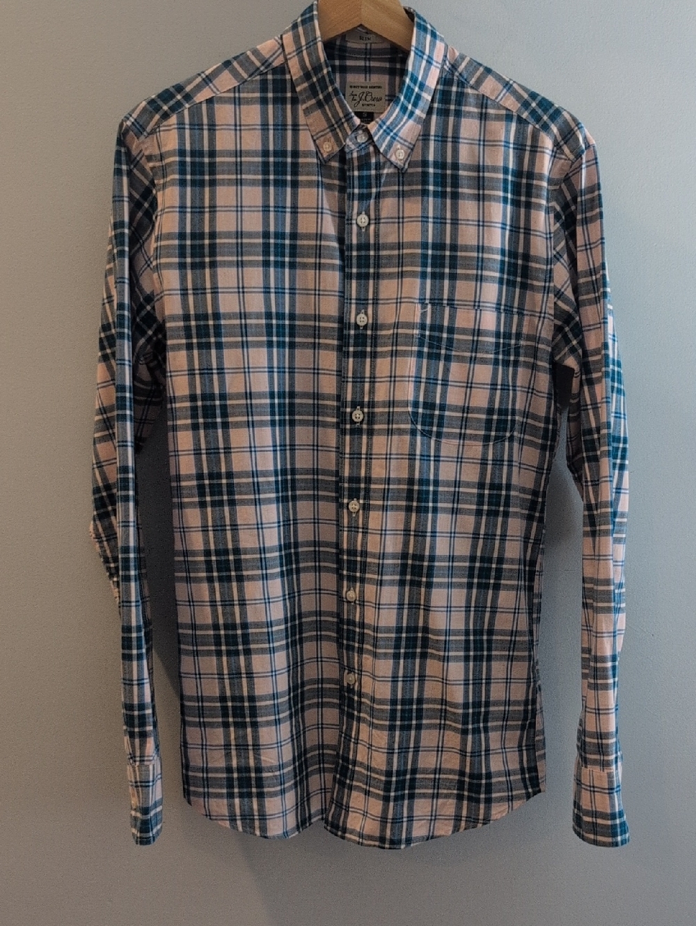 J. Crew Men's Small Slim Fit Stretch Long Sleeve Button Down Shirt Style #H4737